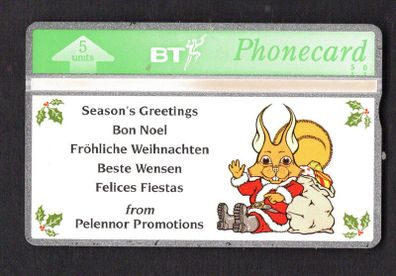 1992 United Kingdom 5 unit British Telecom Pelennor Promotions - Seasons Greetings  (Landis & Gyr) Phone card