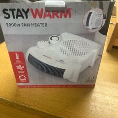 Selling a brand new StayWarm 2000W Fan Heater, completely unused and still in its original box. Perfect for fast and efficient heating.