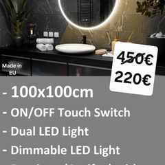 LED Bathroom Mirror Round 100cm Antifog Dual LED