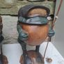 Pair of Hand Carved Wooden Fishing Frog Figures Image 2