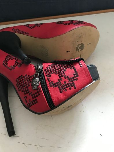 Pre-loved 'Iron Fist'Red/Black Sequins Platform Stiletto Shoes