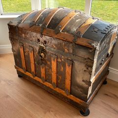 Vintage American Dome-Top Steamer Trunk / Storage Chest