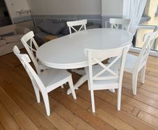 IKEA INGATORP Extendable Dining Table and 6 INGOLF Chairs Set White