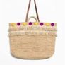 & other Stories woven straw pom pom tote bag Image 2