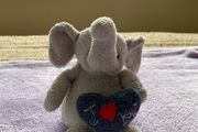 Cute Grey Elephant Plush with  Heart