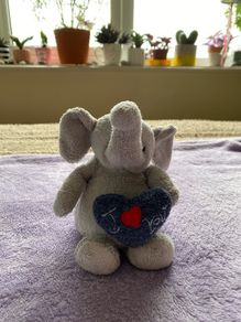 Cute Grey Elephant Plush with  Heart