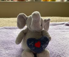 Cute Grey Elephant Plush with  Heart