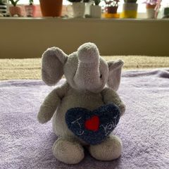 Cute Grey Elephant Plush with  Heart