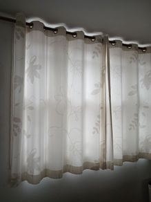 white curtains, 12 large eyelets each