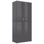 Shoe Cabinet High Gloss Grey 80x39x178 cm Chipboard Image 2