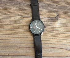 Citizen Eco Drive Mens Chronograph Watch Black Dial Black Leather Strap