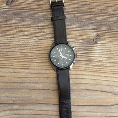 Citizen Eco Drive Mens Chronograph Watch Black Dial Black Leather Strap