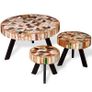 Three Piece Coffee Table Set Solid Reclaimed Wood Image 3