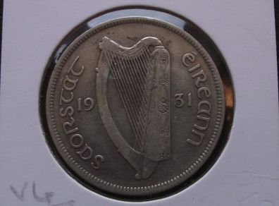 Irish Free State Silver Half Crown (1931) Rare Year!