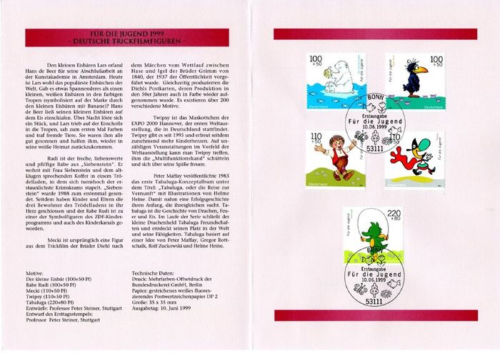 1999 Bundes Republic Deutschland (Germany) Federal Annual Stamp EFT Collection with 42 images of contents
