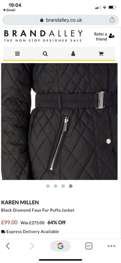 Karen Millen Black Quilted Belted Jacket