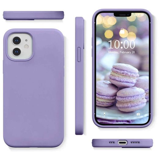 Liquid Silicone Case For iPhone 12 Mini Luxury Thin Soft Phone Cover New Lilac Purple - FHT4IP12MLK