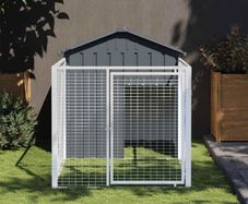 Dog House with Run Anthracite 117x201x123 cm Galvanised Steel