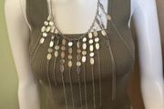 Silver tone multichain necklce