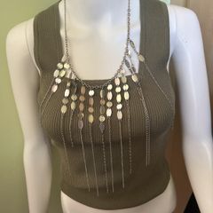 Silver tone multichain necklce