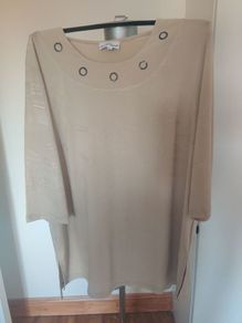 in-Print beige golden blouse size UK22 EU50 Postage included