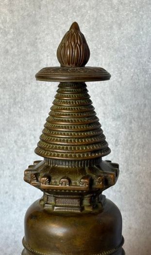Buddhist Stupa - Bronze, Signed
