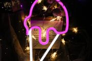 Led Neon Light Ice Cream Neon Signs for Wall Decor Battery or USB Powered Neon Night Light Neon Light Sign Art Wall Decorative Light for Home Birthday Party Children Supply Gifts-Pink/White (FREE POSTAGE)
