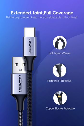 Ugreen 3M USB-C Fast Charging QC 3.0/2.0 & Data Sync Nylon Braided Cable (Brand New/Warranty)