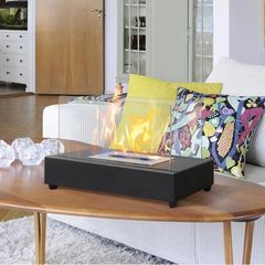 Rectangle Tabletop Bio Ethanol Fireplace Indoor Outdoor Fire Pit Portable Fire Bowl Pot Fireplace in Black, Realistic Burning (FREE POSTAGE)