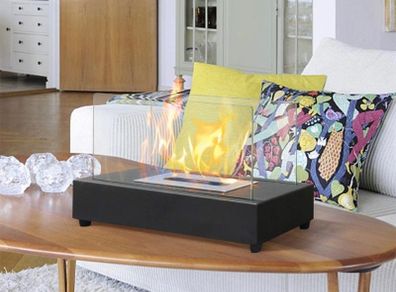 Rectangle Tabletop Bio Ethanol Fireplace Indoor Outdoor Fire Pit Portable Fire Bowl Pot Fireplace in Black, Realistic Burning (FREE POSTAGE)