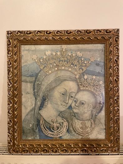 Vintage Madonna and Child Framed Picture  Gold Frame