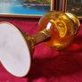 Vintage 21 Inches Tall Brass Double Burner Victorian Oil Lamp With Amber Glass Oil Font And With White Opaque Fluted Glass Globe Shade Image 10