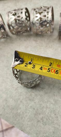 Vintage Silver Toned Napkin Rings - Filigree Set of 6.