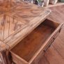 Square solid wood coffee table with drawers for storage. Rustic finish Image 5