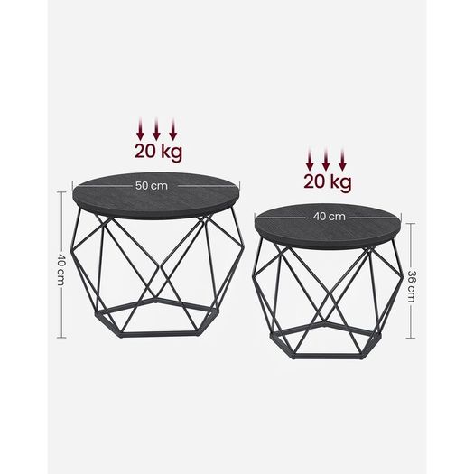 2 x side table  Coffee Table Set White-Black or Brown 2 Pieces