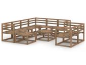 10 Piece Garden Lounge Set Brown Impregnated Pinewood