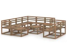 10 Piece Garden Lounge Set Brown Impregnated Pinewood