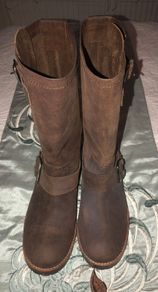 New Brown Leather Biker Boots