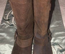 New Brown Leather Biker Boots