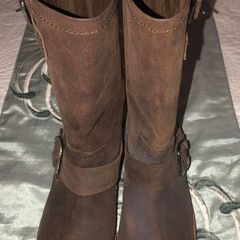 New Brown Leather Biker Boots