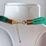 Rich Green & Gold Layered Rope Treble Bead Hoop Necklace Image 5