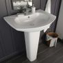 Freestanding Basin with Pedestal Ceramic White 650x520x200 mm Image 7