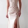 Satin Champagne Corset Debs Dress Image 2
