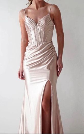 Satin Champagne Corset Debs Dress