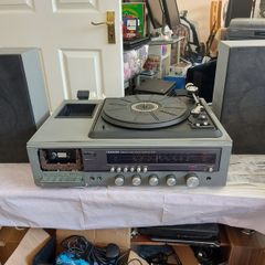 Vintage 70s Toshiba Stereo Music Centre, Model SM-2750, Radio, Tape & Phono (Record Player), Plus Speakers, Radio works fine, Phono works fine but needs new needle, Tape Deck has no cover and is not working