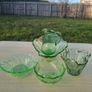 Art Deco Pressed Green Glass Set Image 3