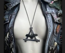 Protection 1700s Coffin Nails and Crow Necklace Brutalist Crust Punk Pagan Pendant Necklace Talisman Wasteland Dystopian Gothic