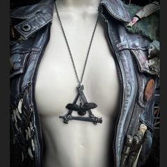 Protection 1700s Coffin Nails and Crow Necklace Brutalist Crust Punk Pagan Pendant Necklace Talisman Wasteland Dystopian Gothic