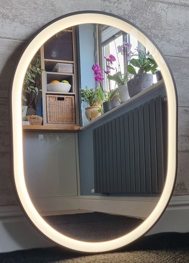 LED Bathroom Mirror 60x80cm Sensor Loft Bright Makeup Black Cover Frame