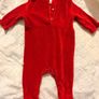 Next Red Velour Baby Sleepsuit Image 5